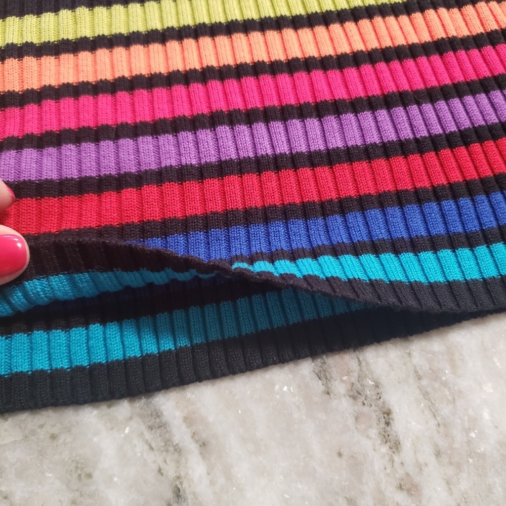 Vintage | Rainbow Striped Ribbed Top M - Picture 5 of 8